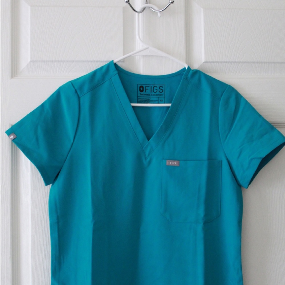 Figs Teal Scrub Top